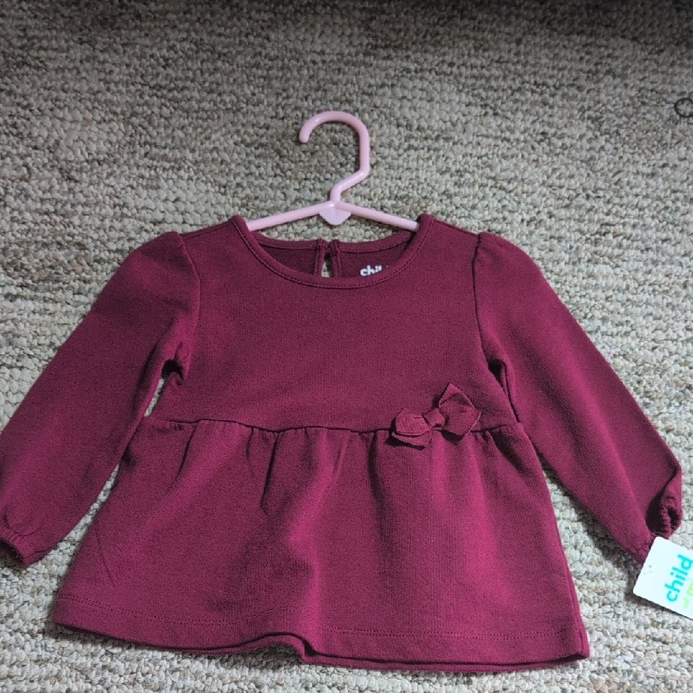 Carter's Red Long Sleeve Tee with Bow Detail